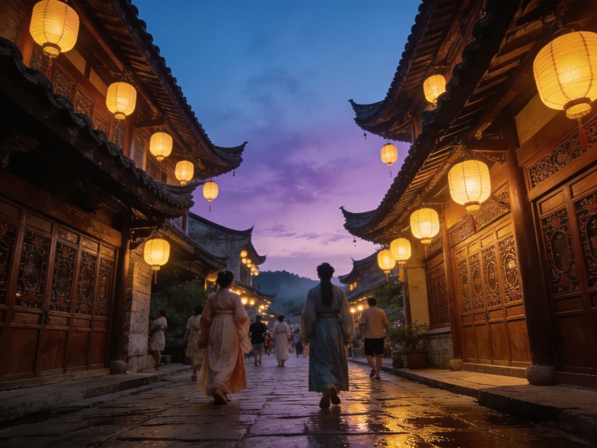古镇夏夜氛围